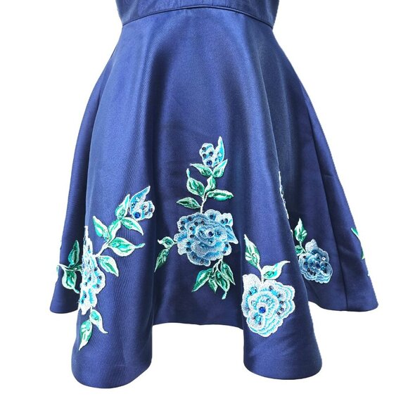 Rachel ALLAN Navy Floral Embroidered Sweetheart Short Dress 4397 - Picture 7 of 13